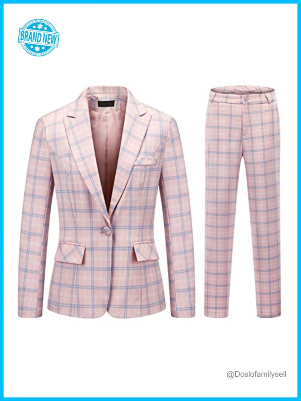 Women's 2-Piece Plaid Suit Set Blazer & Pants Business Professional